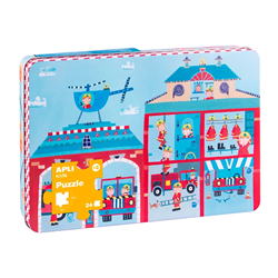 Puzzel Brandweermannen metalen doos | Apli Kids